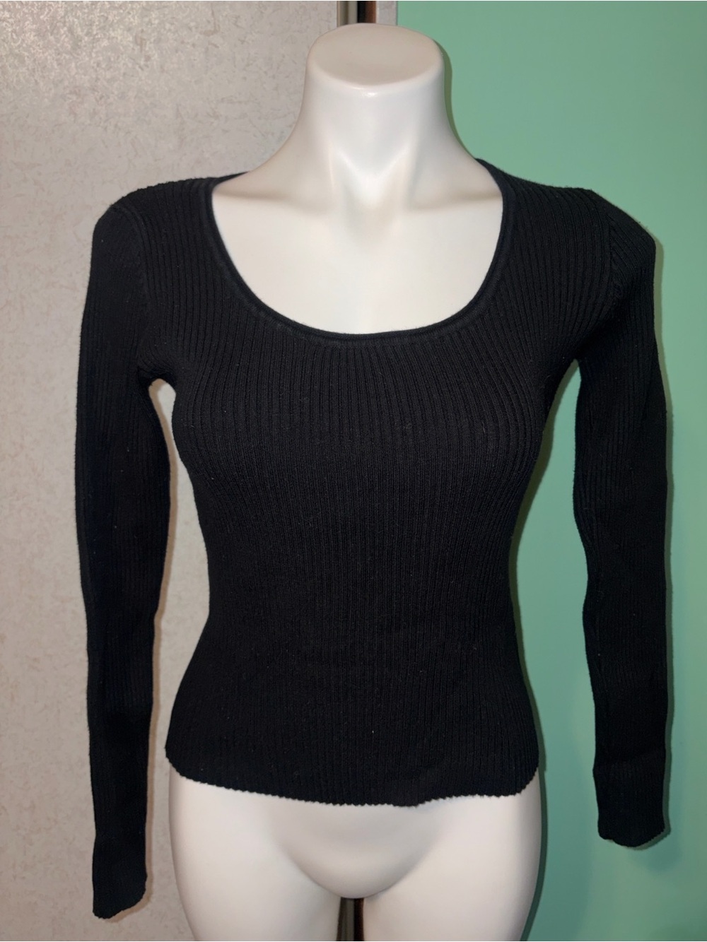 Black Brandy Melville Black Ribbed Scoop Neck Sweater